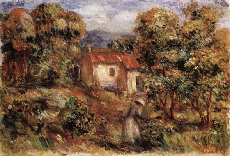 Pierre Renoir Woman Picking Flowers in the Garden of Les Collettes oil painting image